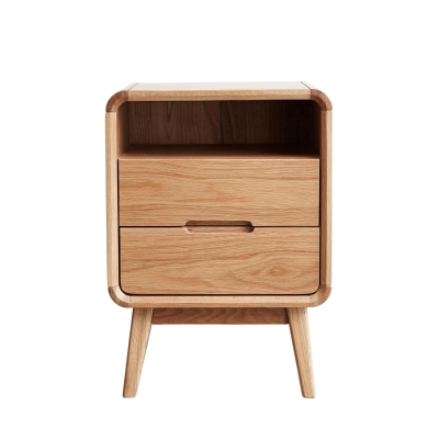 Solid Nightstand with Open Shelf & Cable Management Hole, 16.5″ L x 13.5″ W x 23″ H, Natural