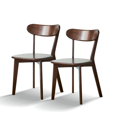 Set of 2 Dining Chairs with Curved Ergonomic Back, 19.5″ L x 18.5″ W x 31.5″ H, Walnut