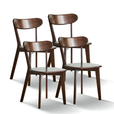 4-Piece Dining Chair Set with Ergonomic Curved Back, 19.5″ L x 18.5″ W x 31.5″ H, Walnut