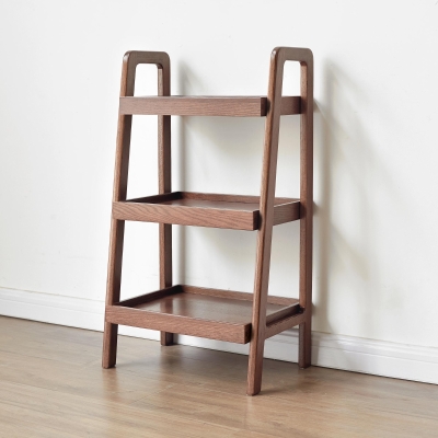 3-Tier Storage Shelf with Ladder-Style Shoe Rack, 17.5″ L x 12.5″ W x 31.5″ H, Walnut