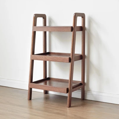 3-Tier Storage Shelf with Ladder-Style Shoe Rack, 17.5″ L x 12.5″ W x 31.5″ H, Walnut