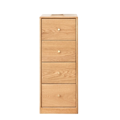 Minimalist Nightstand with Solid Wood Drawer Slides, 12″ L x 15″ W x 30″ H, Oak