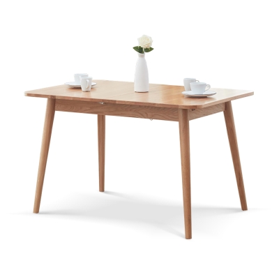 Extendable Dining Table with Telescopic Farmhouse Design, 63″ L x 31.5″ W x 29.5″ H, Light Oak