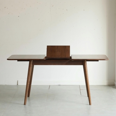 Extendable Dining Table with FAS-Grade Wood and Telescopic Top, 63″ L x 31.5″ W x 29.5″ H, Walnut