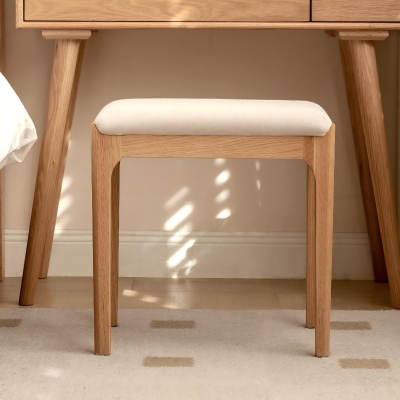 Solid Stool with Stain-Resistant Fabric & High-Density Foam, 16.5″ L x 12″ W x 16.5″ H, Natural