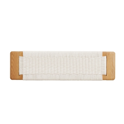 Solid Dining Bench with Handwoven Cane Seat, 31.5″ L x 12″ W x 16″ H, White