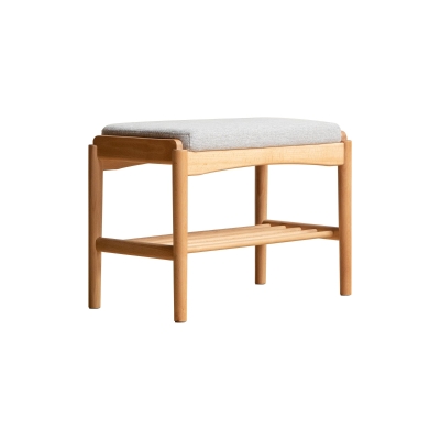 Solid Wood Shoe Bench with High-Rebound Sponge Cushion, 23.5″ L x 12″ W x 16.5″ H, Natural