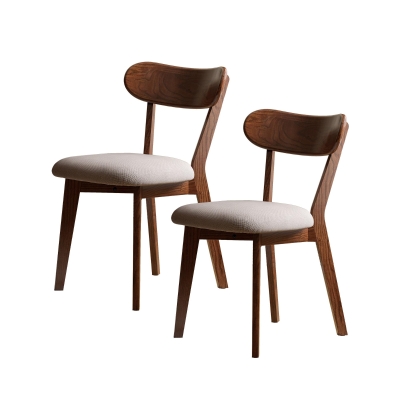 Set of 2 Solid Dining Chairs with Upholstered Removable Seat Cover, 18.5″ L x 22″ W x 30.5″ H, Walnut Brown