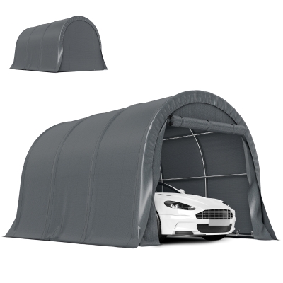 Outsunny 10' x 15' Heavy Duty Carport, Portable Garage Car Canopy Tent Shelter with Reinforced Galvanized Frame, Dark Grey