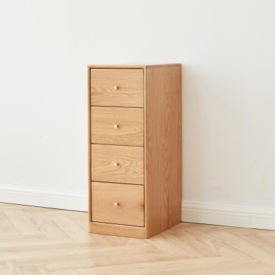 Minimalist Nightstand with Solid Wood Drawer Slides, 12″ L x 15″ W x 30″ H, Oak
