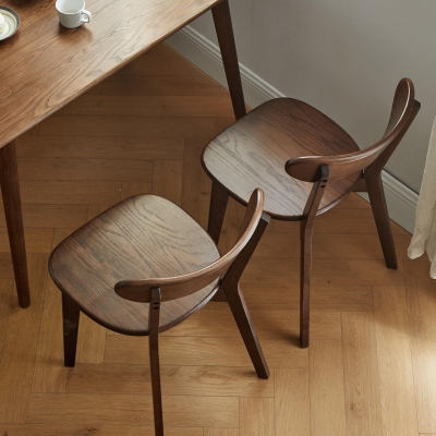 4-Piece Dining Chair Set with Ergonomic Curved Back, 19.5″ L x 18.5″ W x 31.5″ H, Walnut