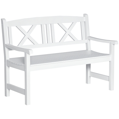 Outsunny 4FT Wooden Garden Bench, 2-Seater Patio Loveseat, White