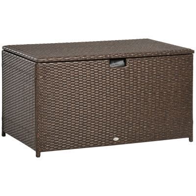 Outsunny 113 Gallon Rattan Storage Box, Brown