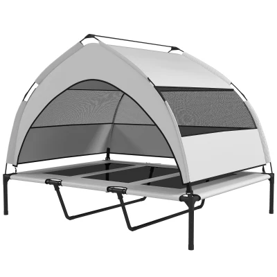 PawHut Elevated Dog Bed with Removable Canopy, Portable Outside Raised Pet Cot, Storage Bag, 48" x 36" x 37"