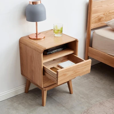Solid Nightstand with Open Shelf & Cable Management Hole, 16.5″ L x 13.5″ W x 23″ H, Natural