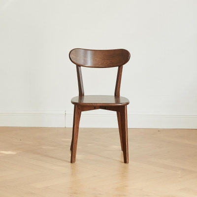 Set of 2 Dining Chairs with Curved Ergonomic Back, 19.5″ L x 18.5″ W x 31.5″ H, Walnut