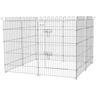 PawHut 36inch 8-Panel Dog Playpen Octagon Pet Exercise Playpen Crate Foldable Dog Cage Pen Puppy Kennel, Black