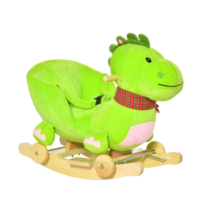 Qaba 2-in-1 Plush Rocking Horse Ride-On Toy, Dinosaur