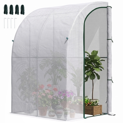 Outsunny 5' x 4' Lean-to Greenhouse, Walk-In, White