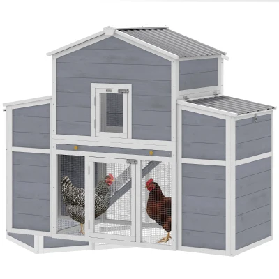 PawHut 66.5" Large Chicken Coop, Wooden Chicken House with 2 Nesting Boxes, Sliding Tray & Ramp, for Outdoor Backyard Farm