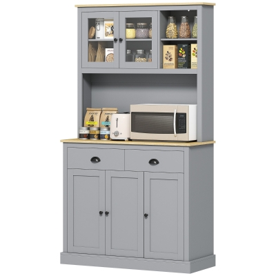 HOMCOM 71" Tall Freestanding Kitchen Pantry Cabinet, Gray