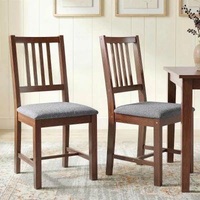 HOMCOM Set of 2 Upholstered Dining Chairs with Rubberwood Legs, Gray