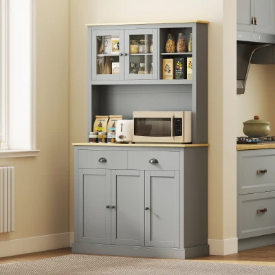 HOMCOM 71" Tall Freestanding Kitchen Pantry Cabinet, Gray