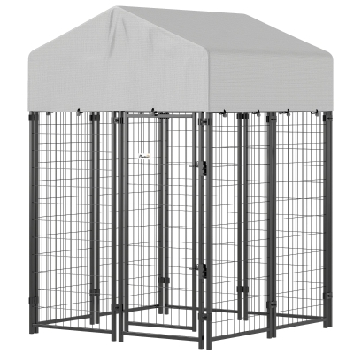 PawHut 4'x4'x6' Outdoor Dog Kennel, Heavy Duty Roof & Lock