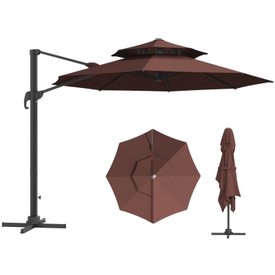 Sun Umbrella 10.8' x 10.8' x 9.2' Brown