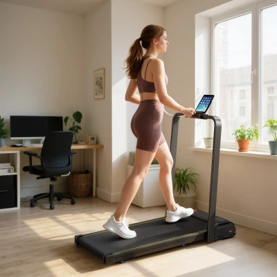 Soozier Foldable Walking Pad Treadmill with Incline & Remote, LED Display