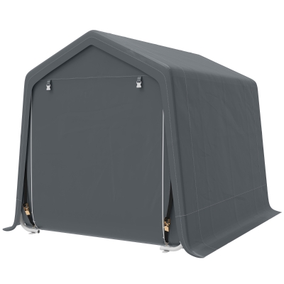 Outsunny 7.9' x 6.6' Garden Storage Tent, Patio Storage Shelter w/ Metal Frame and Double Zipper Doors, Dark Grey