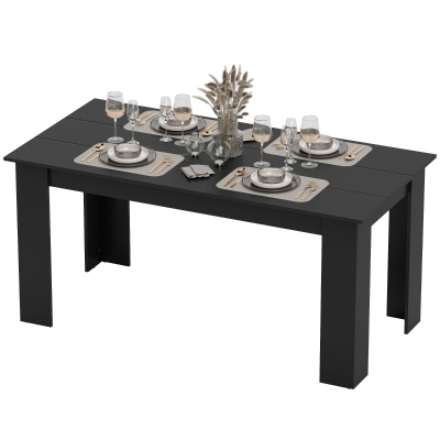 HOMCOM 63" Kitchen Table for 4-6 People, Dining Table with Wood Effect for Dining Room, Black