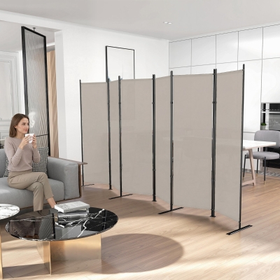 HOMCOM 6 Panel Room Divider, 6 Ft Folding Privacy Screen, Portable Freestanding Partition Wall Divider, Beige