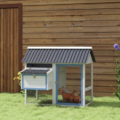 Chicken Coop 55.5" W x 50" D x 47.6" H White