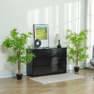 Outsunny Artificial Bamboo Tree Set of 2, 5ft Fake Tree with Realistic Leaf and Natural Trunk, Decorative Plant in Nursery