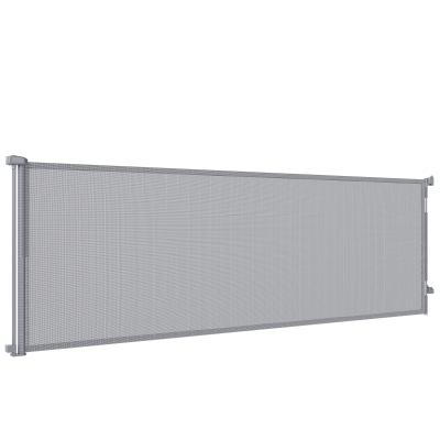 PawHut Retractable Dog Gate, 41" Tall,  Extends to 122" Wide, Mesh Pet Gate with Single Hand Operation, for Stairs, Doorways
