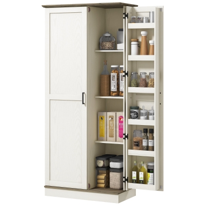 HOMCOM 70" Kitchen Pantry Cabinet with Spice Racks, White
