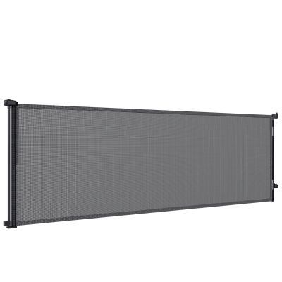 PawHut Retractable Dog Gate, 41" Tall,  Extends to 122" Wide, Mesh Pet Gate with Single Hand Operation, for Stairs, Doorways