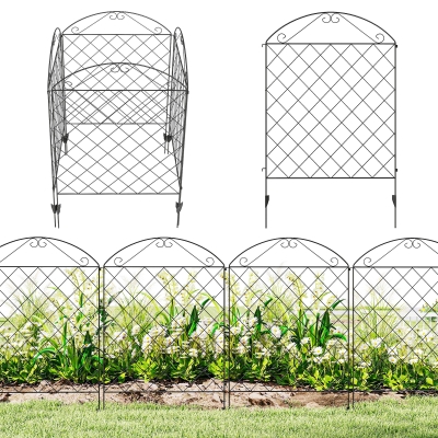Outsunny 4 Pack Steel Fence Panels, 11.5' L x 43" H, Rust-Resistant