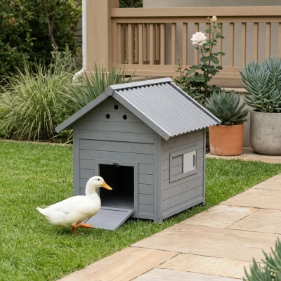 Duck House 30.75" L x 35.5" W x 36.25" H Light Gray