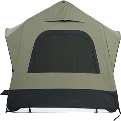 Quick-Setup 2-Person Camping Tent with Electric Pump, 86.5″ L x 57″ W x 52.5″ H, Black+Green
