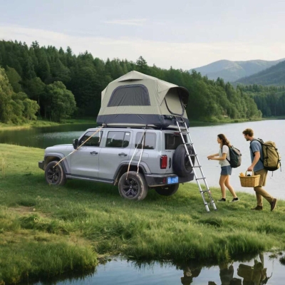 Quick-Setup 2-Person Camping Tent with Electric Pump, 86.5″ L x 57″ W x 52.5″ H, Black+Green