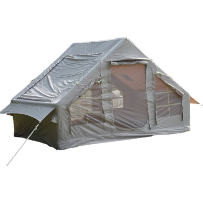 Inflatable Camping Tent with Hand Pump & Inflatable Beam Frame, 157.5″ L x 118″ W x 78.5″ H, Beige