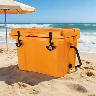 Insulated Portable Hard Cooler with Impact-Resistant Construction, 21.5″ L x 15.5″ W x 15.5″ H, Orange