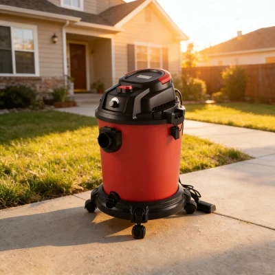 5-Gallon Wet/Dry Shop Vacuum with Stepless Speed Control, 14″ L x 14″ W x 17.5″ H, Black+Red