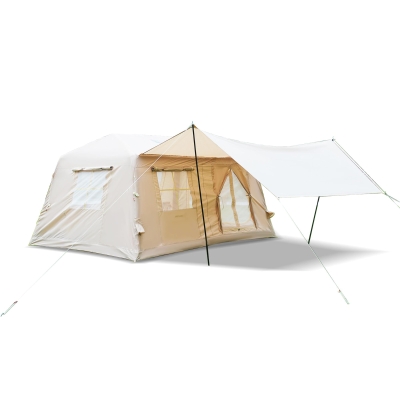 Modern Inflatable Camping Tent with Easy-Setup Blow-Up Design, 157.5″ L x 108″ W x 78.5″ H, Beige