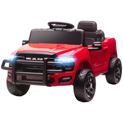 Qaba 12V Ride on Car, Licensed Dodge RAM 3500 Electric Vehicle with Remote Control, Suspension for 3-5 Years, Red
