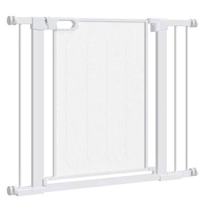 PawHut 29.5"-40.6" Metal Pet Gate, Dog Gate with Auto Closing Door, Double Locking, for Doorways, Stairs, Hallways, White