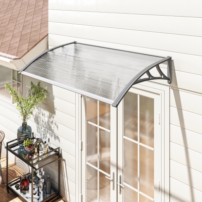 Outsunny Window Awning Door Canopy, Polycarbonate Front Door Outdoor Patio Cover, Sun Shelter, Hollow Sheet, 43.3" x 23.6", Clear