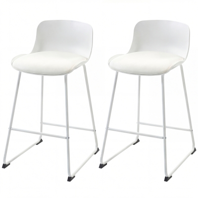 HOMCOM Modern Bar Stools Set of 2, PU Leather Barstools, Counter Height Kitchen Chairs for Breakfast Bars, Dining Room, White